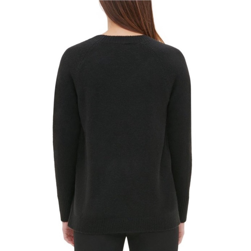 Calvin Klein Button-Detail Crewneck Sweater in Black Size XS NWT - Picture 2 of 12